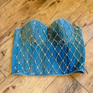 Denim Jeweled Corset